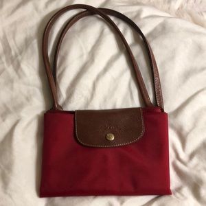 Longchamp- Large, Long Handled Le Pliage in Red